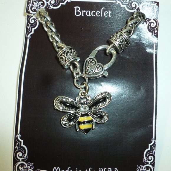 Silvertone Bee Bracelet NIP - Picture 4 of 9